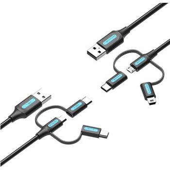 Vention USB 2.0 to 3-in-1 Micro USB & USB-C & Mini USB Cable 0.5m Black PVC Type (CQIBD)