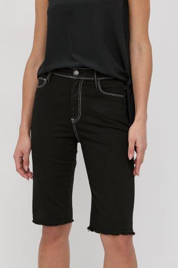 Džínové šortky Marella dámské, černá barva, hladké, medium waist