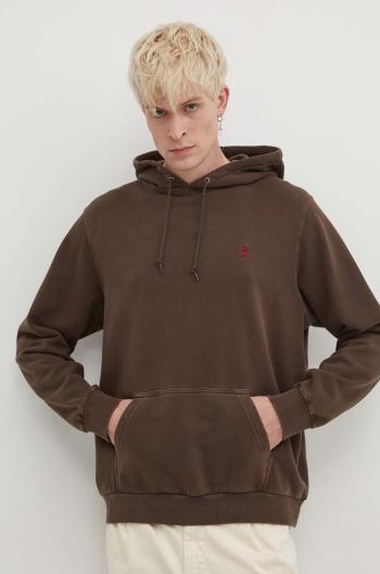 Bavlněná mikina Gramicci One Point Hooded Sweatshirt pánská, hnědá barva, s kapucí, hladká