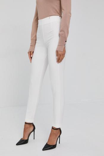 Kalhoty Nissa dámské, bílá barva, přiléhavé, high waist