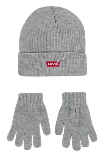 Čepice a dětské rukavice Levi's šedá barva