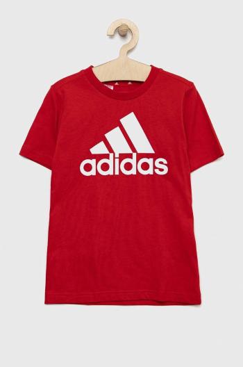 Dětské bavlněné tričko adidas U BL červená barva, s potiskem