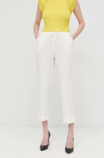 Kalhoty Silvian Heach dámské, bílá barva, jednoduché, high waist