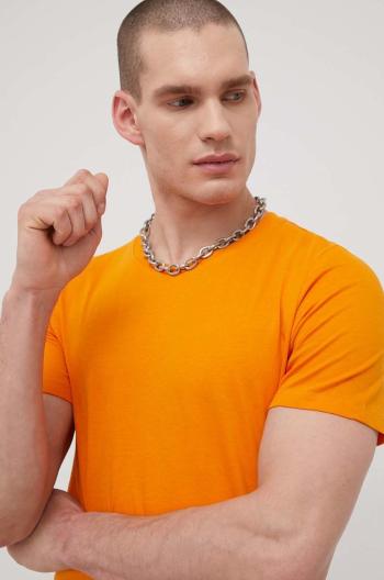 Bavlněné tričko Jack & Jones oranžová barva, hladký