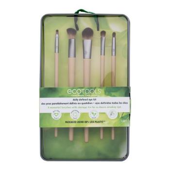 EcoTools Brush Daily Defined Eye Kit štětec kosmetický štětec na oční linky 1 ks + kosmetický štětec na oční stíny 4 ks + plechová krabička pro ženy