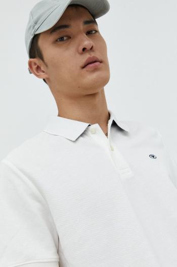 Bavlněné polo tričko Tom Tailor bílá barva