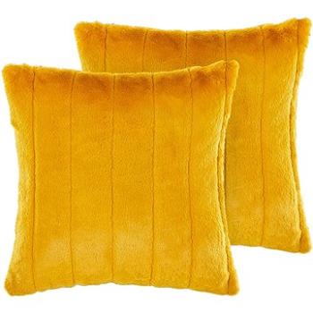 BELIANI, Sada 2 plyšových polštářů 45 x 45 cm žlutá PUMILA, 313912 (beliani_313912)