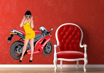 IMPAR Samolepka na zeď Dívka u motorky 5 (Velikost: 120 x 108 cm)