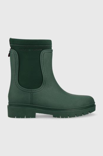 Holínky Tommy Hilfiger Rain Boot Ankle dámské, zelená barva