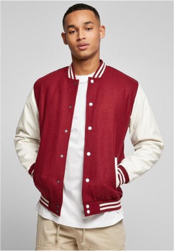 Urban Classics Oldschool College Jacket burgundy/white - 3XL