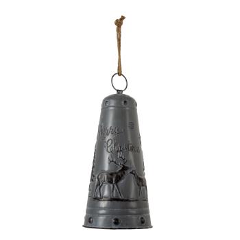 Tmavě šedý kovový zvonek Merry Christmas - Ø 19*40 cm 6Y4588