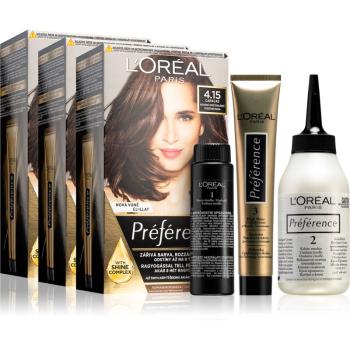 L’Oréal Paris Préférence permanentní barva na vlasy 4.15 Caracas (výhodné balení) odstín