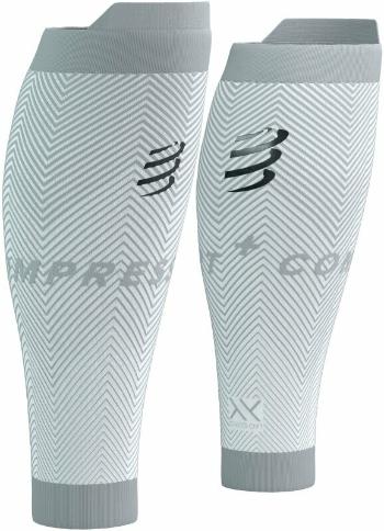 Compressport R2 Oxygen White/Nebel Grey T4 Běžecké návleky na lýtka