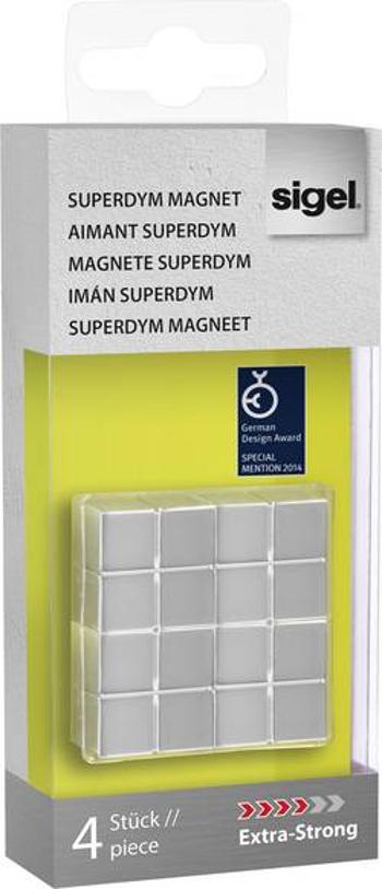 Sigel SuperDym C10 Extra-Strong Cube-Design, GL705 magnet, (š x v x h) 20 x 10 x 20 mm, krychle, stříbrná, 4 ks