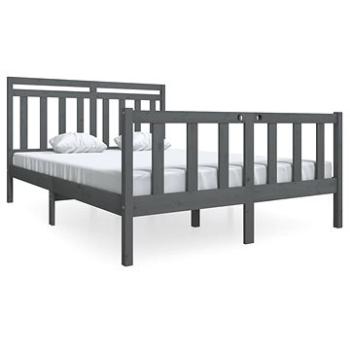 Rám postele šedý masivní dřevo 140 × 190 cm, 3100701 (3100701)