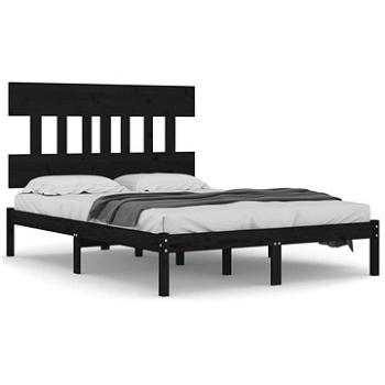Rám postele černý masivní dřevo 140 × 190 cm, 3104722 (3104722)