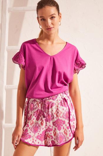 Pyžamové šortky women'secret Mix & Match dámské, růžová barva