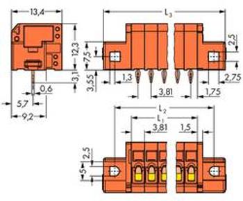 Pružinová svorkovnice WAGO 739-333/100-000/001-000, 1.50 mm², Pólů 3, oranžová, 180 ks