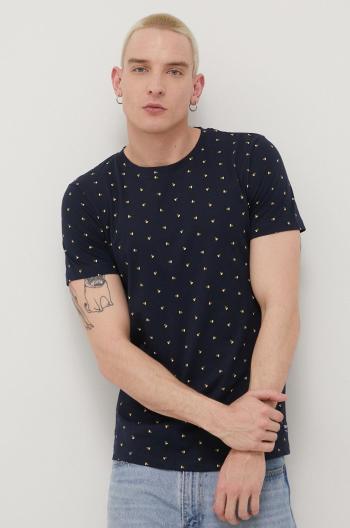 Bavlněné tričko Tom Tailor tmavomodrá barva, vzorovaný