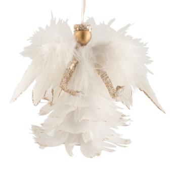 Závěsná ozdoba andílek z bílých peříček - 17*8*12 cm 17521