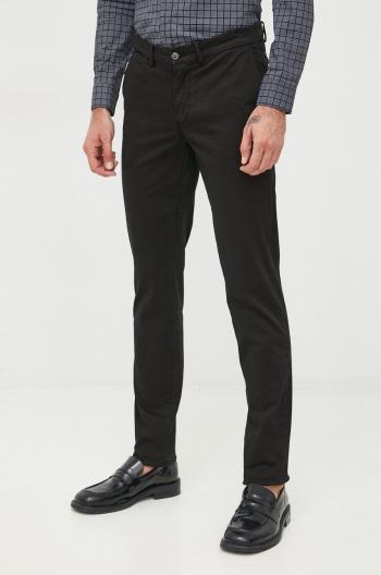 Bavlněné kalhoty Trussardi pánské, černá barva, jednoduché