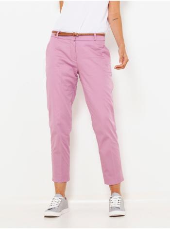 Růžové zkrácené straight fit kalhoty CAMAIEU