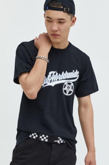 Bavlněné tričko HUF X Trasher černá barva, s potiskem