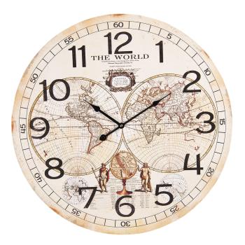 Krémové nástěnné hodiny The World - Ø 60*4 cm / 1*AA 5KL0163