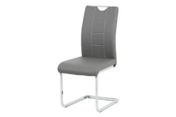 Autronic DCL-411 GREY Jídelní židle šedá koženka / chrom