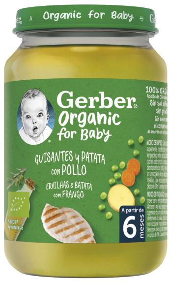 Gerber Organic Dětský příkrm hrášek s bramborami a kuřecím masem 190 g
