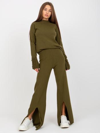 KHAKI ZVONOVÉ KALHOTY S ROZPARKEM -VI-SP-20271.97-KHAKI Velikost: ONE SIZE