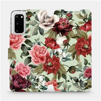 Flipové pouzdro na mobil Samsung Galaxy S20 - MD06P Růže a květy na světle zeleném pozadí (5903516168996)