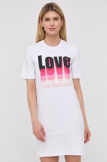 Šaty Love Moschino bílá barva, mini, jednoduchý