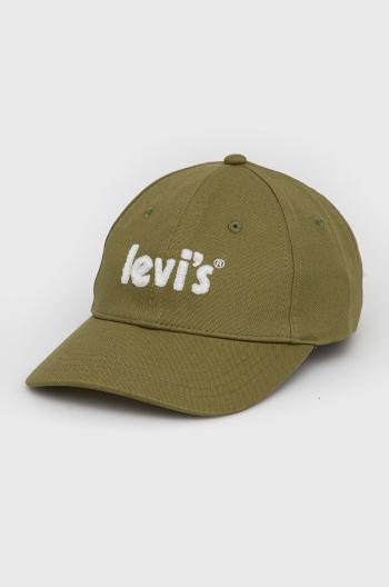 Bavlněná čepice Levi's zelená barva, s aplikací