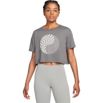 Nike NK DF TEE CROP YOGA Dámské tričko, tmavě šedá, velikost L