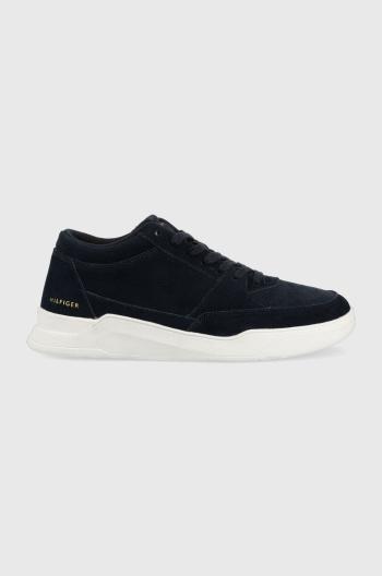 Semišové sneakers boty Tommy Hilfiger Elevated Mid Cup Suede tmavomodrá barva