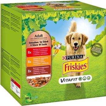 Friskies Adult kapsičky s hovězím, kuřecím a jehněčím ve šťávě 24 × 100 g (7613037013245)