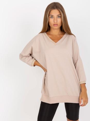 BÉŽOVÁ OVERSIZE MIKINA RV-BZ-8051.19P-BEIGE Velikost: L/XL