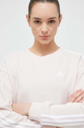 Bavlněná mikina adidas dámská, růžová barva, s aplikací