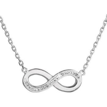 Stříbrný náhrdelník s krystaly Swarovski bílé infinity,osmička-nekonečno 32023.1, crystal