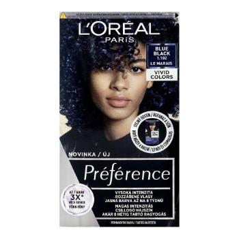 L'Oréal Paris Préférence Vivid Colors 60 ml barva na vlasy pro ženy 1,102 Blue Black na barvené vlasy; na všechny typy vlasů