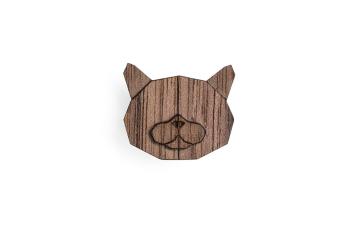 Dřevěná brož British Cat Brooch s praktickým zapínáním a možností výměny či vrácení do 30 dnů zdarma