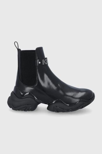 Kožené kotníkové boty Karl Lagerfeld Gemini dámské, černá barva, na platformě