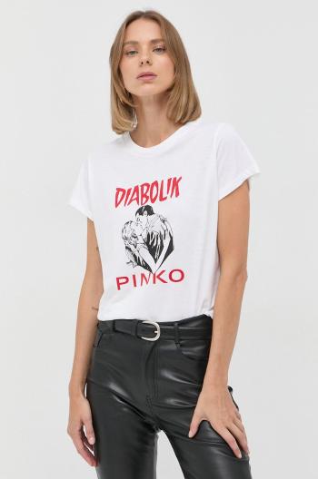 Bavlněné tričko Pinko bílá barva