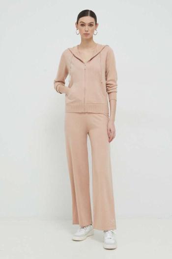 Kalhoty Liu Jo dámské, béžová barva, široké, high waist