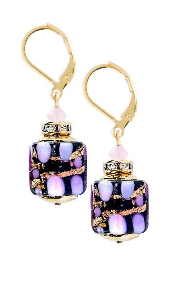 Lampglas Romantické náušnice Sakura Cubes s 24karátovým zlatem v perlách Lampglas ECU46