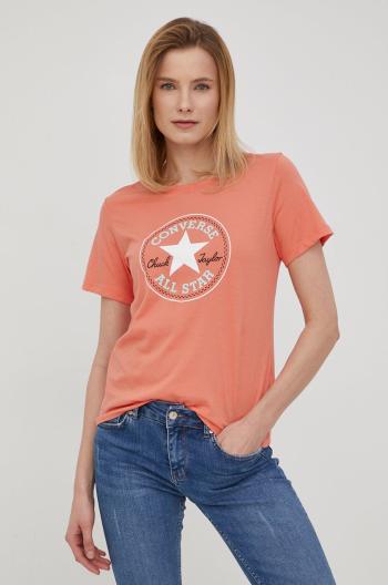 Bavlněné tričko Converse oranžová barva