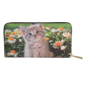 Peněženka s koťátkem a květinami - 10*19 cm JZWA0096
