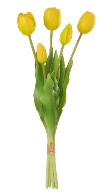 Kytice 5ks žlutých realistických tulipánů - 40cm 32913