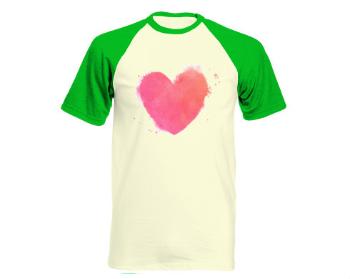 Pánské tričko Baseball watercolor heart